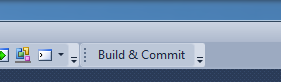 Screenshot of the Visual Studio toolbar “Build & Commit”